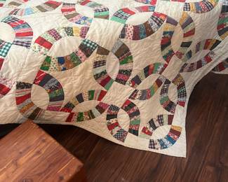 Vintage Handmade Double Wedding Quilt