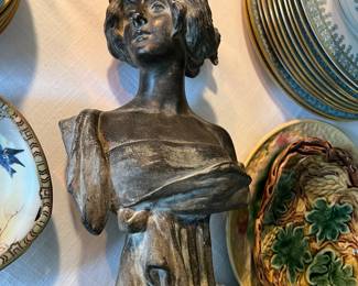 George van der Straeten Art Nouveau Bust Sculpture 