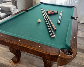 EastPoint Pool Table with adult & child size cue sticks and extra set of billiard balls. 