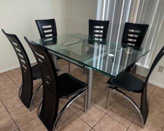 Glass Dining table with 6 chairs