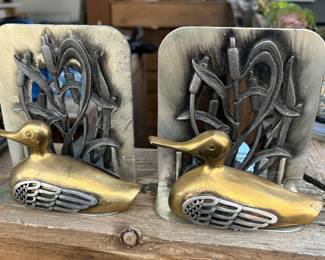 Brass Duck Bookends 