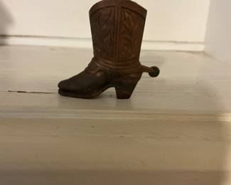 Awe! Miniature 3 inch bronze boot.