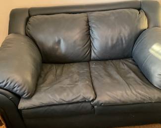 Blue leather couch