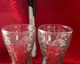 Miniature Coca-Cola green pebble glasses