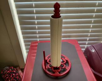 Red cast iron paper towel holder