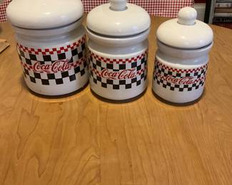Coca-Cola back checkered canister set