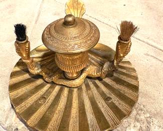 Antique brass inkwell brush dryers