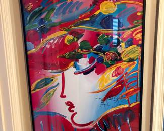 Signed Peter Max poster with free-hand drawing