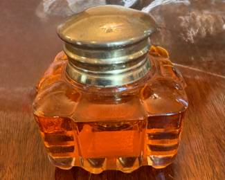 Antique amber glass inkwell
