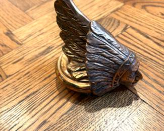 Solid brass Native American hood ornament for 1923 Pontiac