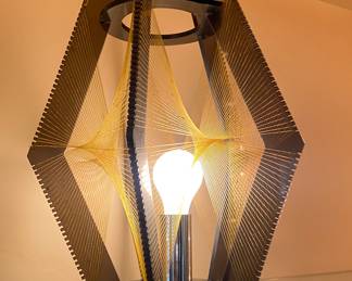 Mid-Century string-art wood and lucite table lamp
