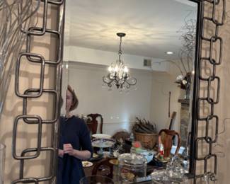 Heavy iron links beveled wall mirror