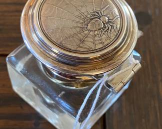 Sterling spider/web topped inkwell