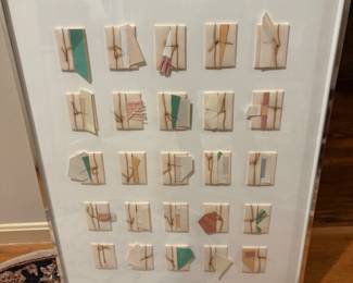 Framed geometric abstraction forms, likely by Artist Robbie Austin