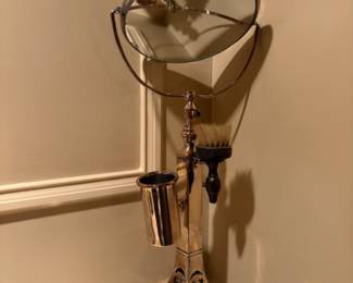 Brass/silverplate antique shaving mirror
