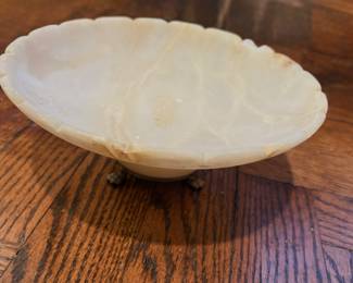 Hand-carved alabaster footed bowl 