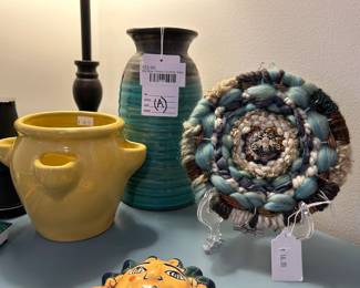 (A) Blue-Green Ceramic Vase