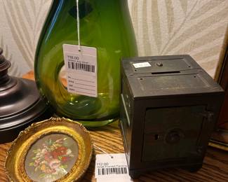 Green Jug Vase, Small Framed Painting 