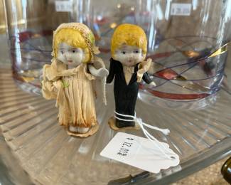 Vintage Bride and Groom Cake Toppers 