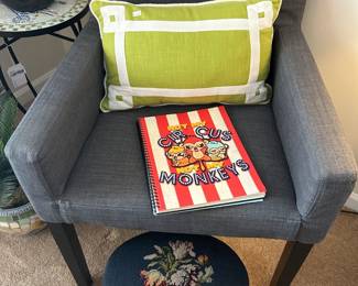 IKEA Nils Chair, Needlepoint Footstool 