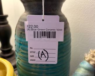 (A) Blue-Green Ceramic Vase