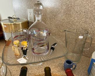 Glass Pitcher, Cake Stand, Decanter 