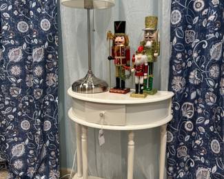 Half-Moon Console Table, Table Lamp, Nutcrackers 