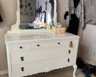 White dresser and mirror 