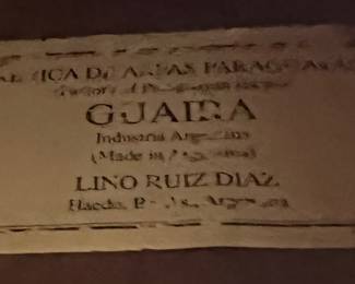 Label inside the harp 