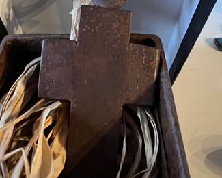 Jan Barboglio hand  forged metal cross and box 