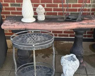 Garden Patio Tables, Planters, Bird Bath  Such