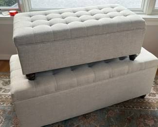 Two Tufted Upholstered Storage Benches