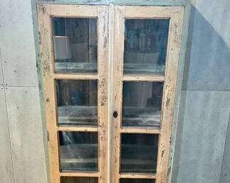 Distressed Wood Display Cabinet