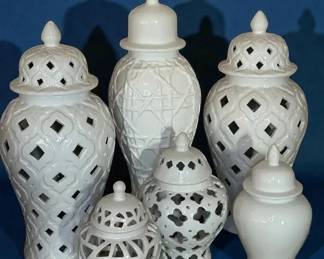 Ceramic Lidded Jars Pierced  Solid