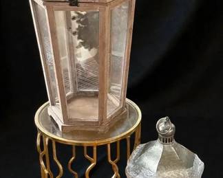 Accent Table With A Pair of Large Lanterns