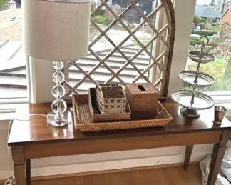 Console Table, Decor Stacked Ball Lamp With Drum Shade 