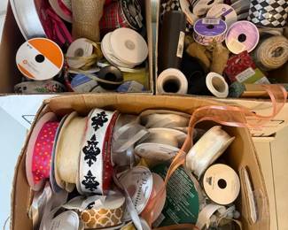 Three Bankers Boxes Full Of Decorative Ribbon