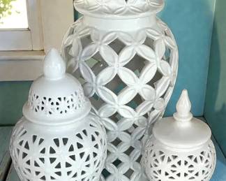 Pierced Ceramic Covered Lanterns