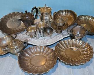 Random Silver Plate A Large Ceramic Tray