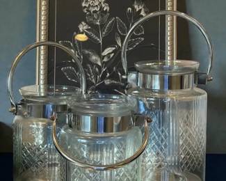 Three Hurricane Lamps With Handles Framed Art