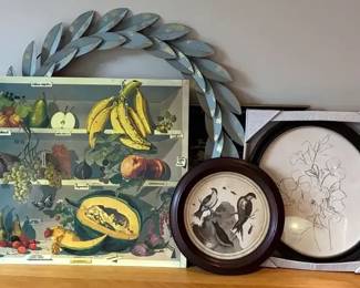 French Fruit Porcelain Style Sign And More