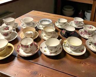 Fifteen Vintage Tea Cups With Saucers 