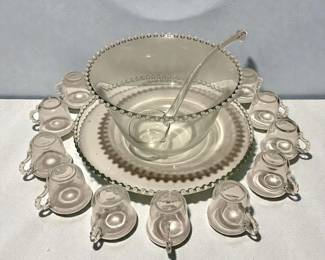 Imperial Glass Candlewick punch bowl set 