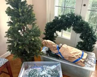 Home Decor Faux Tree, Wreath  Lights As Shown