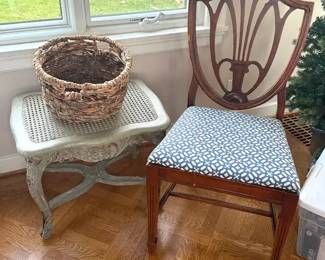 Hepplewhitestyle Shield Back Chair  Complementing Side Table 