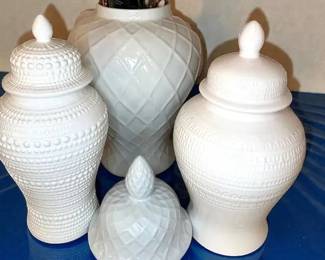 White Ceramic Lidded Jars