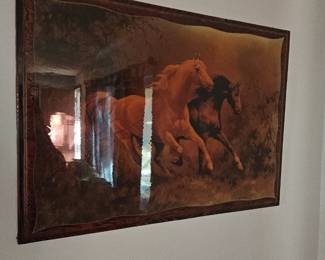 Another lacquered picture of horses running. $50