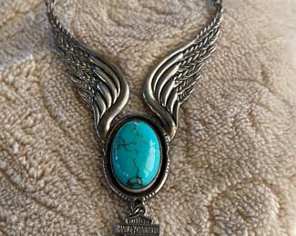 Harley Davison Sterling turquoise necklace
