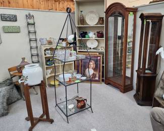 Fun Eclectic Mix - Vintage school desk, Hall ball pitchers, display fixtures, Drink dispenser