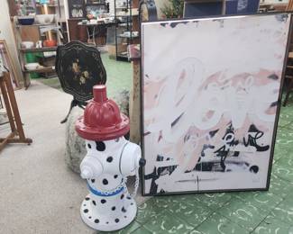 Actual old cast iron fire hydrant, painted in Dalmatian style, great addition for your doggie's backyard